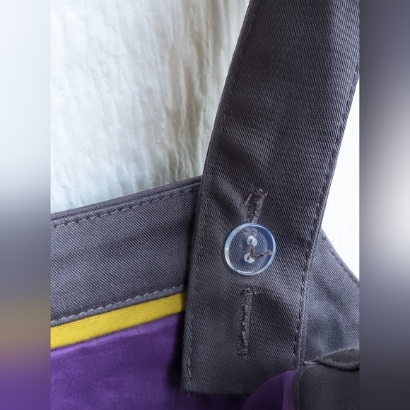 Boden Gray And Purple Pinafore Apron Shift Dress With  Ribbon Trim Size 6P - Picture 4 of 6